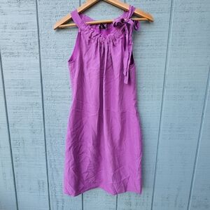 Banana Republic 100% Silk Lined Halter Shift Dress sz 4 Orchid Purple